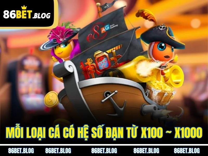 Mỗi loại cá có hệ số đạn từ X100 ~ X1000